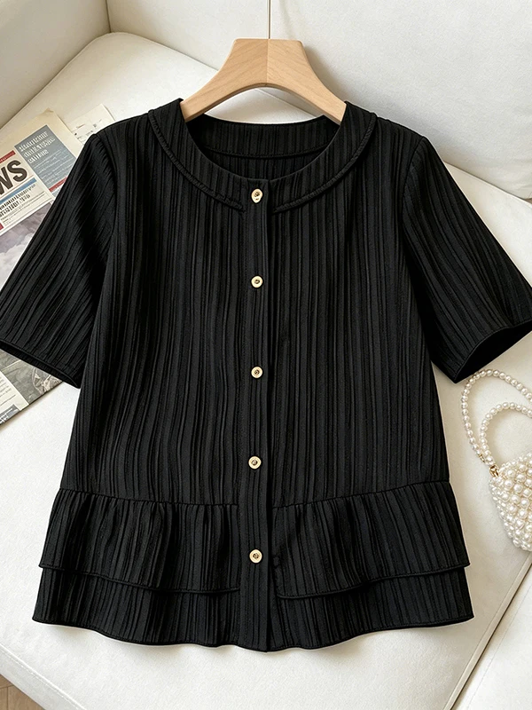 plus Size Summer 2026 New Style Small Shirt with Lace Trim Shoulder Length Short Sleeve Belly Covering Versatile Slimming Top
plus Size Summer 2026 New Style Small Shirt with Lace Trim Shoulder Length Short Sleeve Belly Covering Versatile Slimming Top