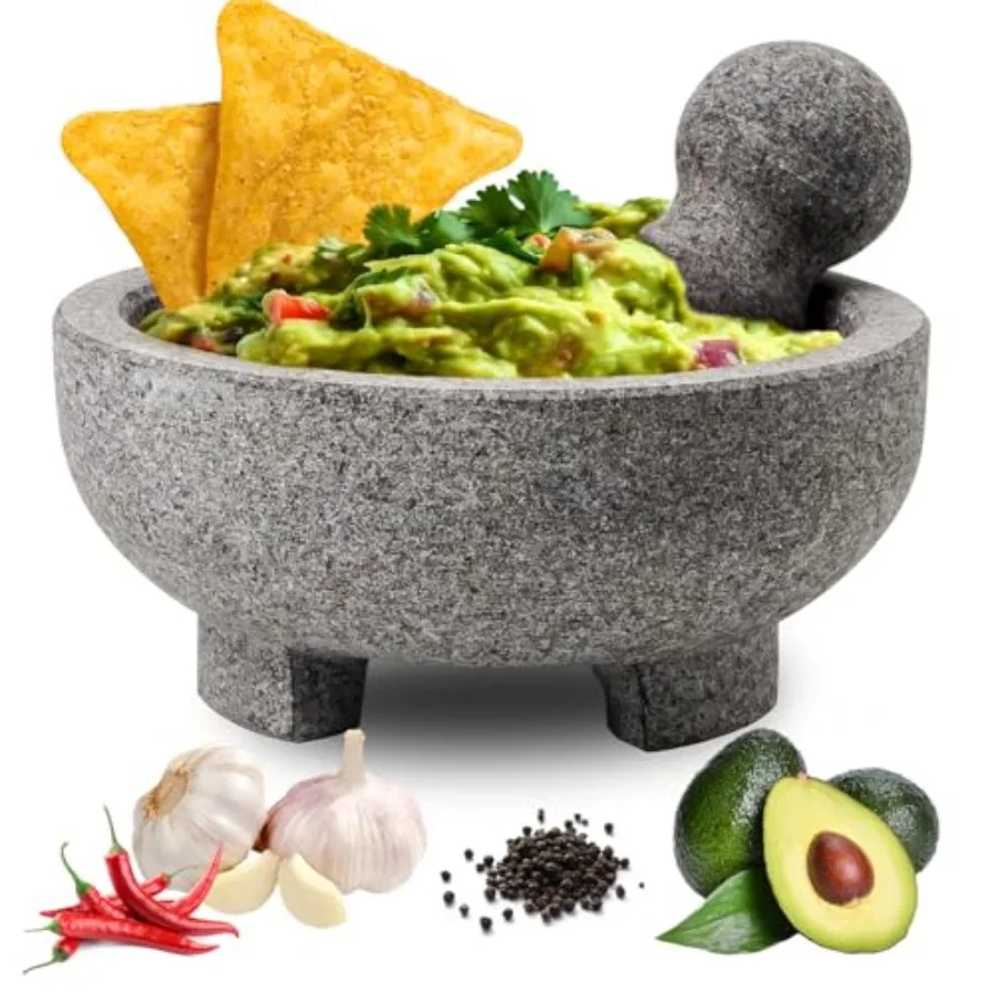 Mortar and Pestle Set, 4 Cup Natural Unpolished Granite Molcajete Mexicano, 8-in Extra Large Guacamole Bowl, Motar Pestel Stone
Mortar and Pestle Set, 4 Cup Natural Unpolished Granite Molcajete Mexicano, 8-in Extra Large Guacamole Bowl, Motar Pestel Stone