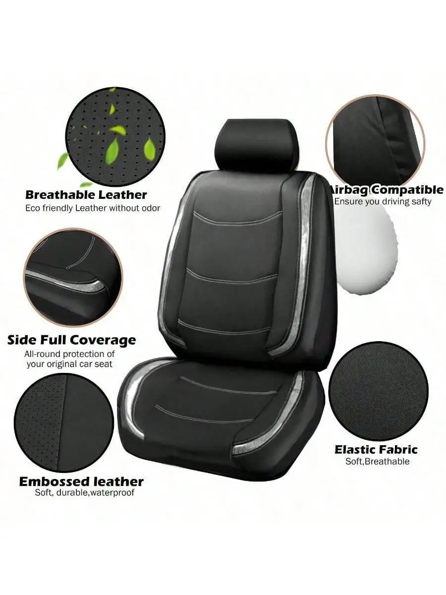 PU Leather Car Seat Cover 5 Piece Full Set Front Rear Breathable Elastic
PU Leather Car Seat Cover 5 Piece Full Set Front Rear Breathable Elastic