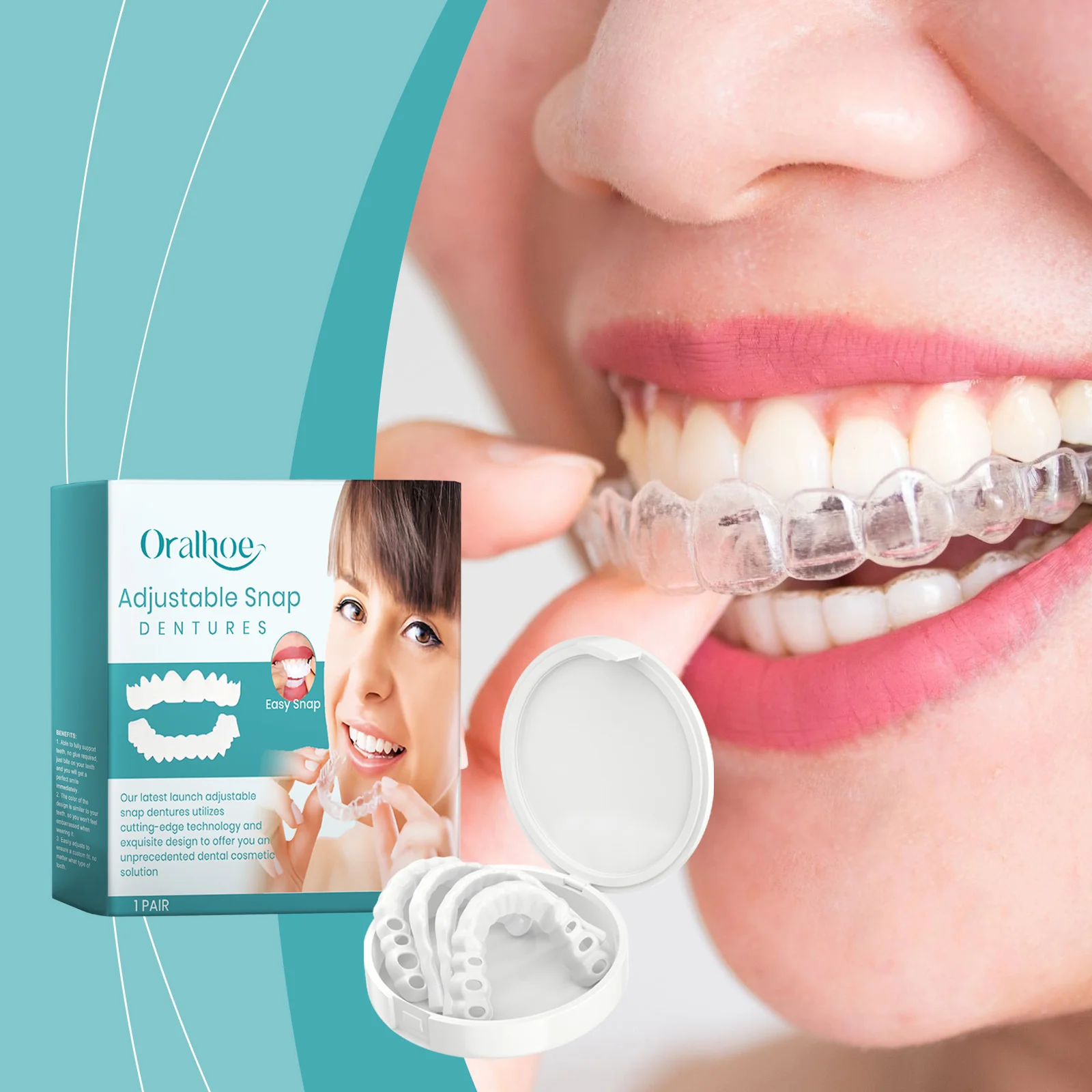 Buckle Dentures Comfort Upper Lower Jaw Denture Fit Mouth Shaped Braces Dental Decorate Gaps Adjustable Snap-On Dentures Adult
Buckle Dentures Comfort Upper Lower Jaw Denture Fit Mouth Shaped Braces Dental Decorate Gaps Adjustable Snap-On Dentures Adult
