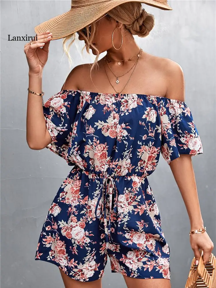 Summer Off Shoulder Fashion Jumpsuit Women's Floral Short Sleeve Short Suit Sexy Women Jumpsuits Casual Print Lady Beach Up Suit
Summer Off Shoulder Fashion Jumpsuit Women's Floral Short Sleeve Short Suit Sexy Women Jumpsuits Casual Print Lady Beach Up Suit