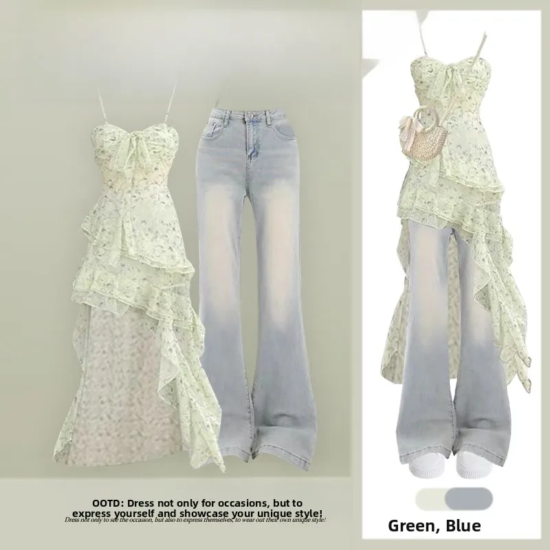 Elegant Summer 2026 Women's Fashion Set Casual Slimming Strap Dress And Straight Leg Jeans Two Piece Ensemble
Elegant Summer 2026 Women's Fashion Set Casual Slimming Strap Dress And Straight Leg Jeans Two Piece Ensemble