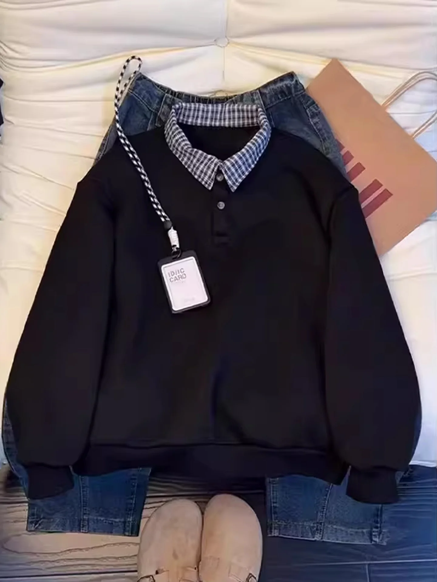 Men's Plaid irt Winter College Sle Fce Lined Thiened oulder Inner Wear Sweatirt White ey Two-Piece Design
Men's Plaid irt Winter College Sle Fce Lined Thiened oulder Inner Wear Sweatirt White ey Two-Piece Design