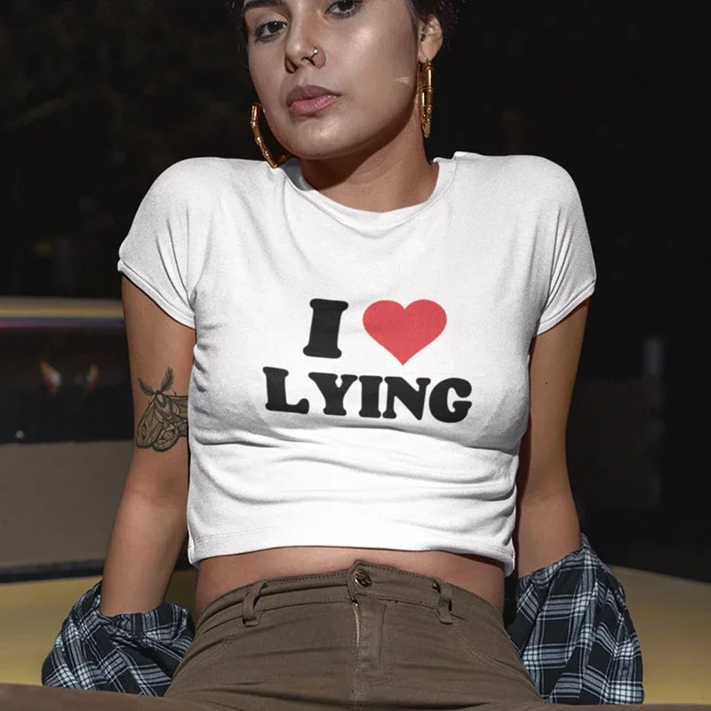 I Love Lying Cropped Tops Women Streetwear Outfits Vintage Baby Tee 2000s Grunge Clothes Harajuku Goth T Shirts Female O Neck
I Love Lying Cropped Tops Women Streetwear Outfits Vintage Baby Tee 2000s Grunge Clothes Harajuku Goth T Shirts Female O Neck