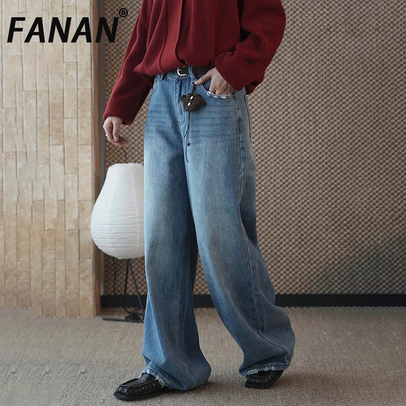FANAN Vintage Washed Jeans For Women High Waist Wide Leg Denim Pants Office Lady Straight Loose Trousers 2025 Winter New
FANAN Vintage Washed Jeans For Women High Waist Wide Leg Denim Pants Office Lady Straight Loose Trousers 2025 Winter New