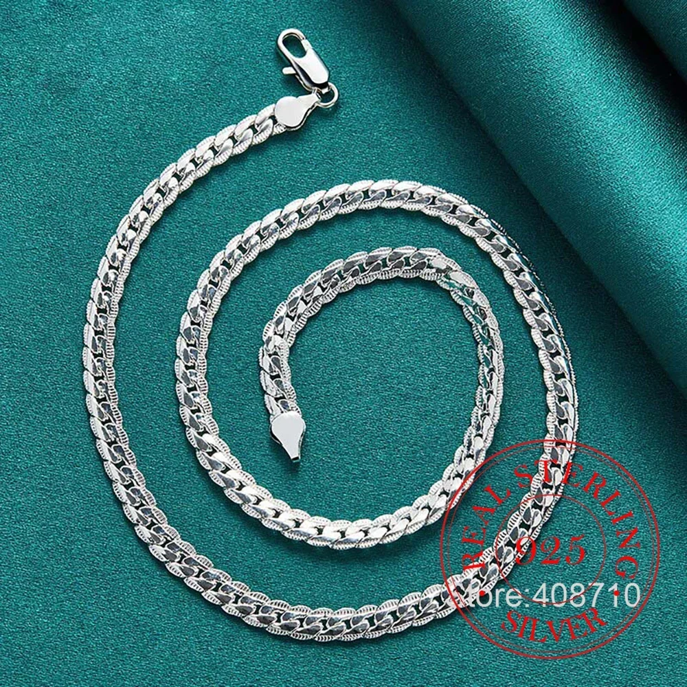 Womens Mans 925 Sterling Silver 6mm Sideways Chain 16/18/20/22/24 Inch Necklace For Women S925 Jewelry Wedding Engagement Gifts
Womens Mans 925 Sterling Silver 6mm Sideways Chain 16/18/20/22/24 Inch Necklace For Women S925 Jewelry Wedding Engagement Gifts