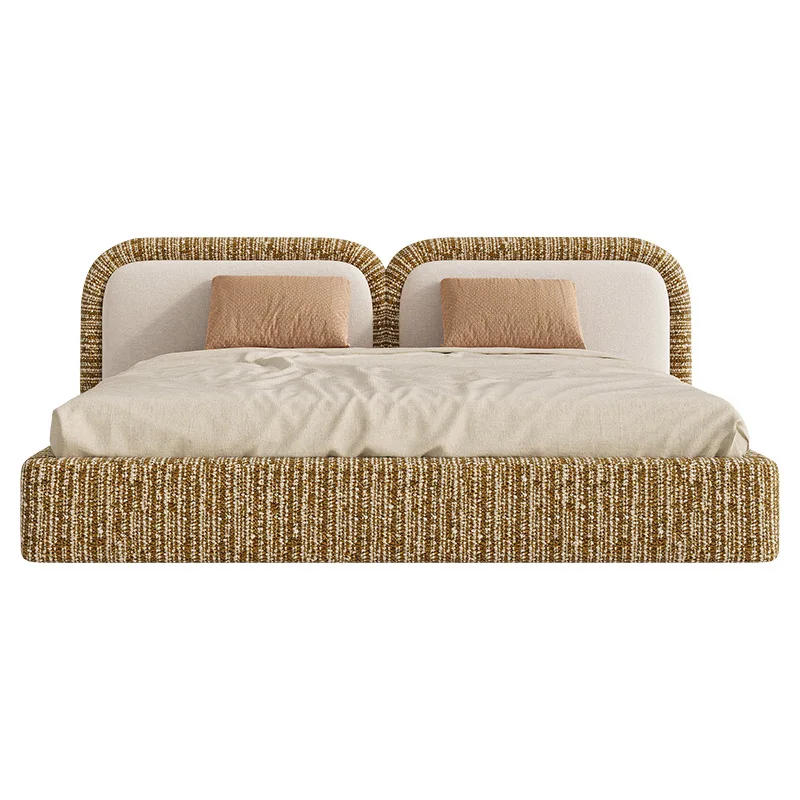 Minimalist cotton and linen fabric modern bedroom floor-to-ceiling double 1.8-meter arched solid wood bed
Minimalist cotton and linen fabric modern bedroom floor-to-ceiling double 1.8-meter arched solid wood bed