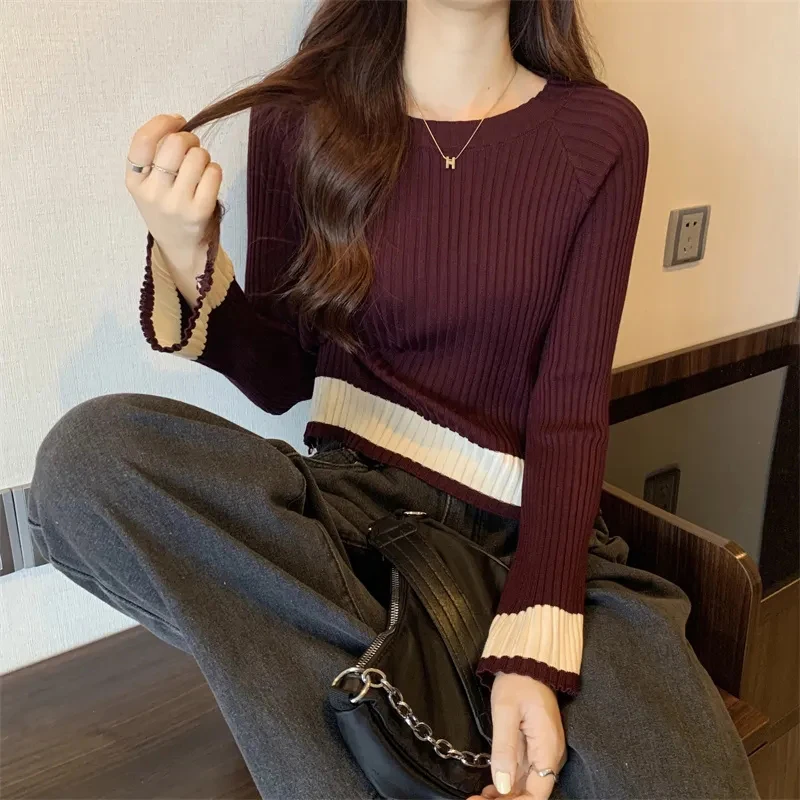Fashion Splicing Knit Sweater Women Autumn Winter Slim Casual O Neck Pullover Korean All-Match Long Sleeve Female Jumper New
Fashion Splicing Knit Sweater Women Autumn Winter Slim Casual O Neck Pullover Korean All-Match Long Sleeve Female Jumper New