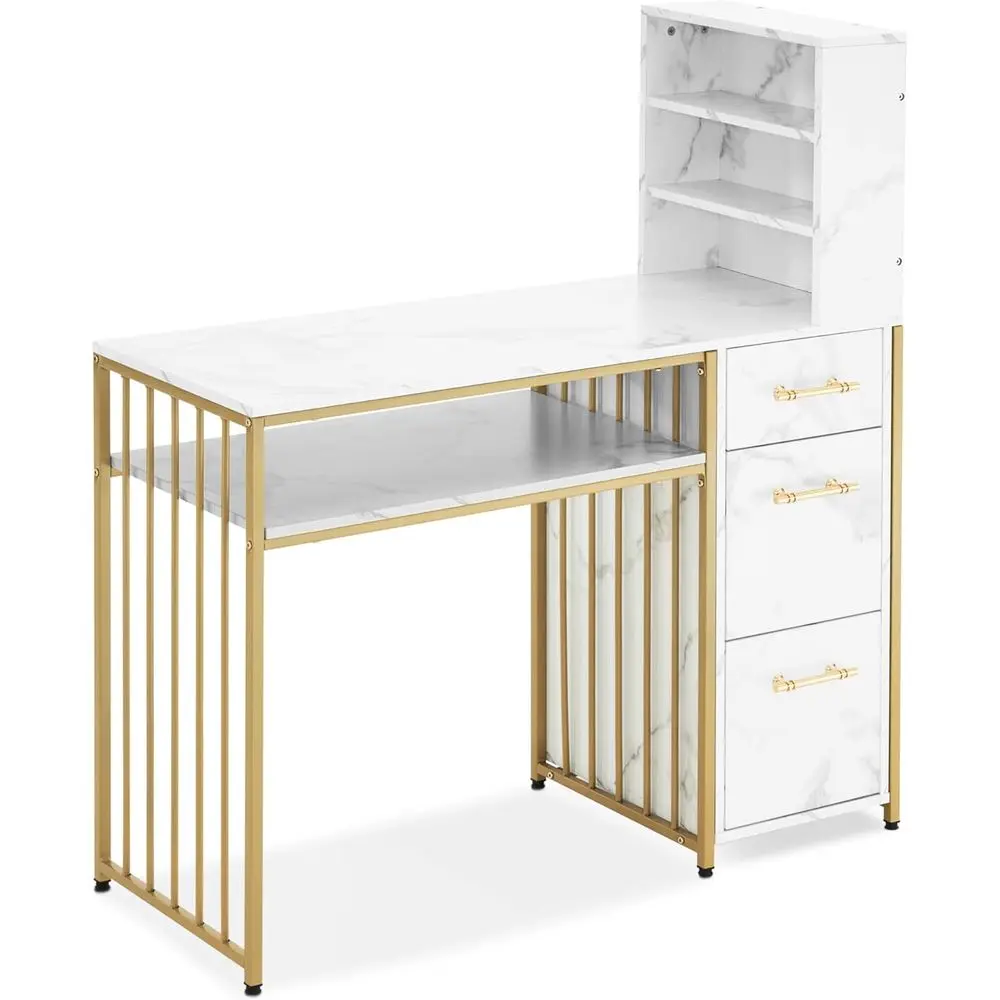 3 Drawer Desk, Wooden Nail Table, White Gold Marble Manicure Station, Mirrorless Dressing Table, Living Room Computer Desk with
3 Drawer Desk, Wooden Nail Table, White Gold Marble Manicure Station, Mirrorless Dressing Table, Living Room Computer Desk with