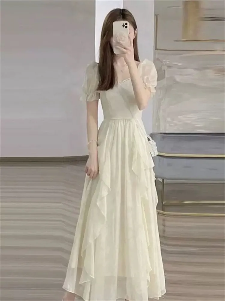 Elegant Chiffon Long Fairy Skirt Tea Break Summer New Arrival Women's Dress High Waist Bubble Sleeve A-Line Silhouette
Elegant Chiffon Long Fairy Skirt Tea Break Summer New Arrival Women's Dress High Waist Bubble Sleeve A-Line Silhouette