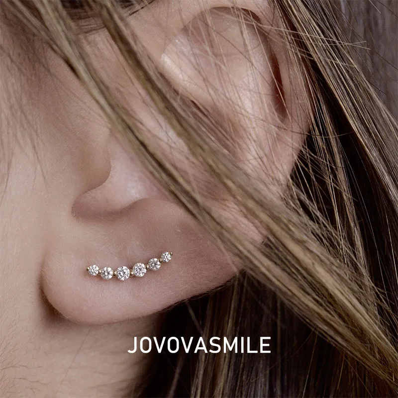 Jovovasmile Smile Diamond Stud Earrings Silver Plated 18K Gold Total 0.28Ct Temperament Gentle High-Grade Sense For Woman
Jovovasmile Smile Diamond Stud Earrings Silver Plated 18K Gold Total 0.28Ct Temperament Gentle High-Grade Sense For Woman