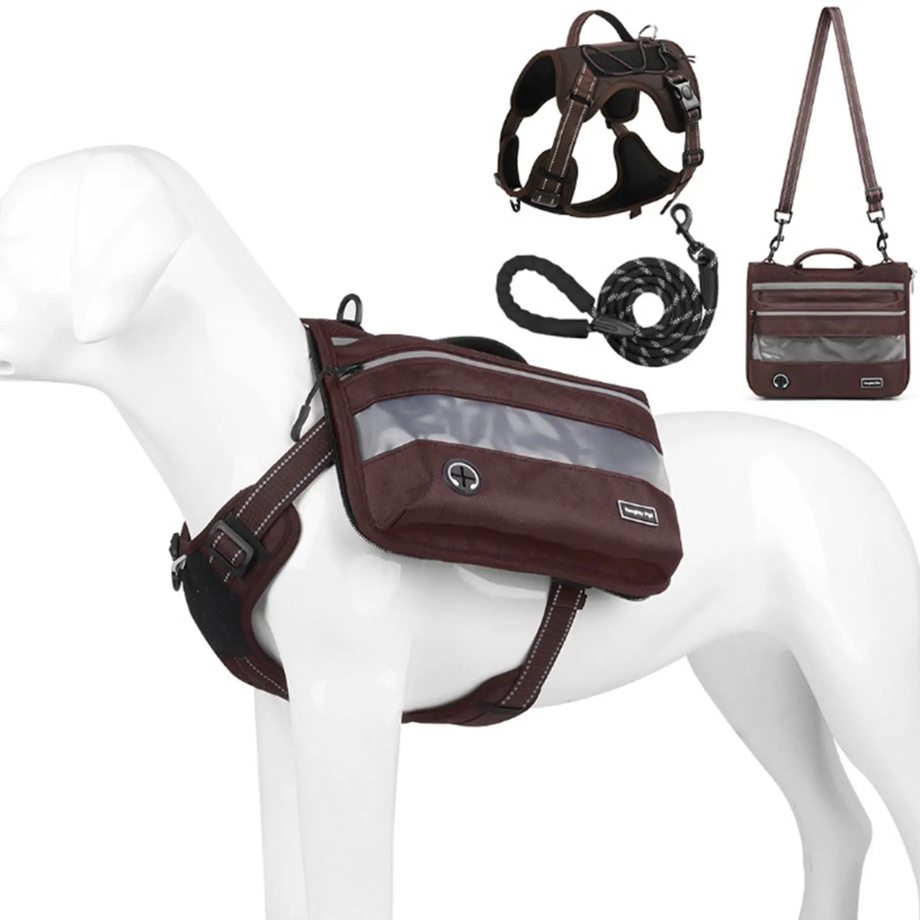 Outdoor multifunctional pet play backpack, pet dog reflective tactical harness, dog harness traction rope, leather collar
Outdoor multifunctional pet play backpack, pet dog reflective tactical harness, dog harness traction rope, leather collar