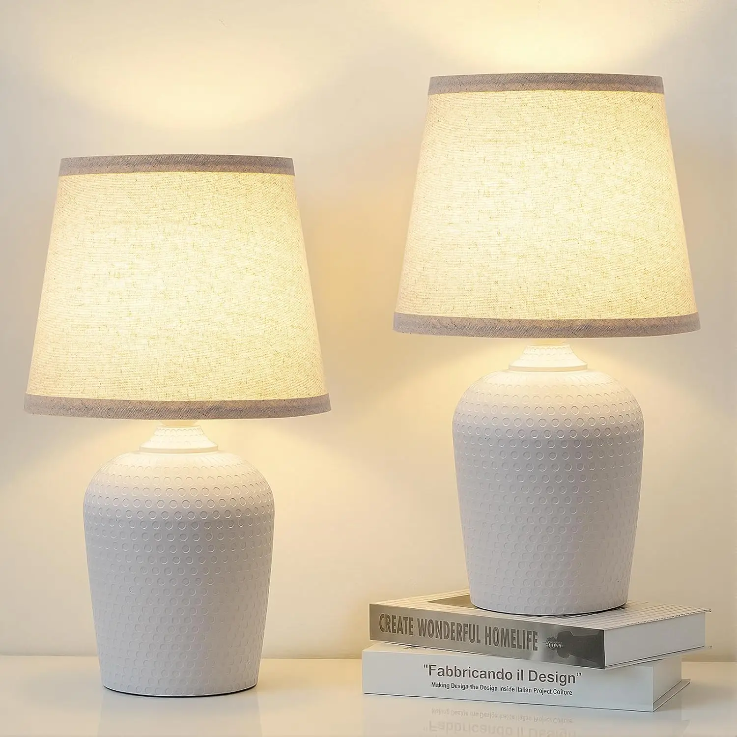 16'' Table Lamps Set of 2, Bedside Nightstand Lamps with Studded Texture Base for Bedroom Kid's Room Reading Nursery Living Room
16'' Table Lamps Set of 2, Bedside Nightstand Lamps with Studded Texture Base for Bedroom Kid's Room Reading Nursery Living Room