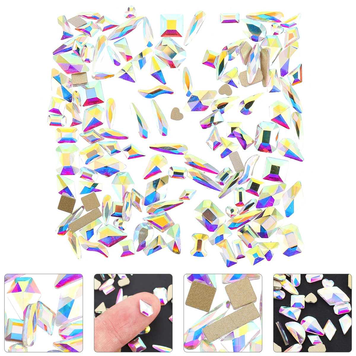 100pcs Rhinestone Nail Gems Various Shapes Flatback Charms Crystal Studs for DIY Nail Art Water Drill Decorations
100pcs Rhinestone Nail Gems Various Shapes Flatback Charms Crystal Studs for DIY Nail Art Water Drill Decorations