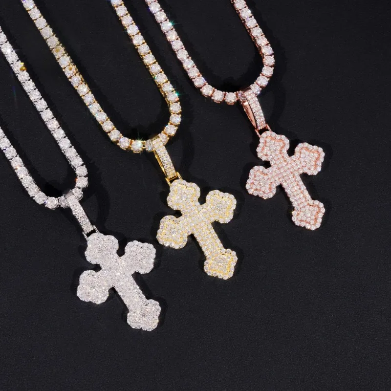 925 Silver D Color Moissanite Cross Flower Pendant Men Women Hip Hop Bling Diamond Religious Pendant Necklaces Wholesale Gift
925 Silver D Color Moissanite Cross Flower Pendant Men Women Hip Hop Bling Diamond Religious Pendant Necklaces Wholesale Gift