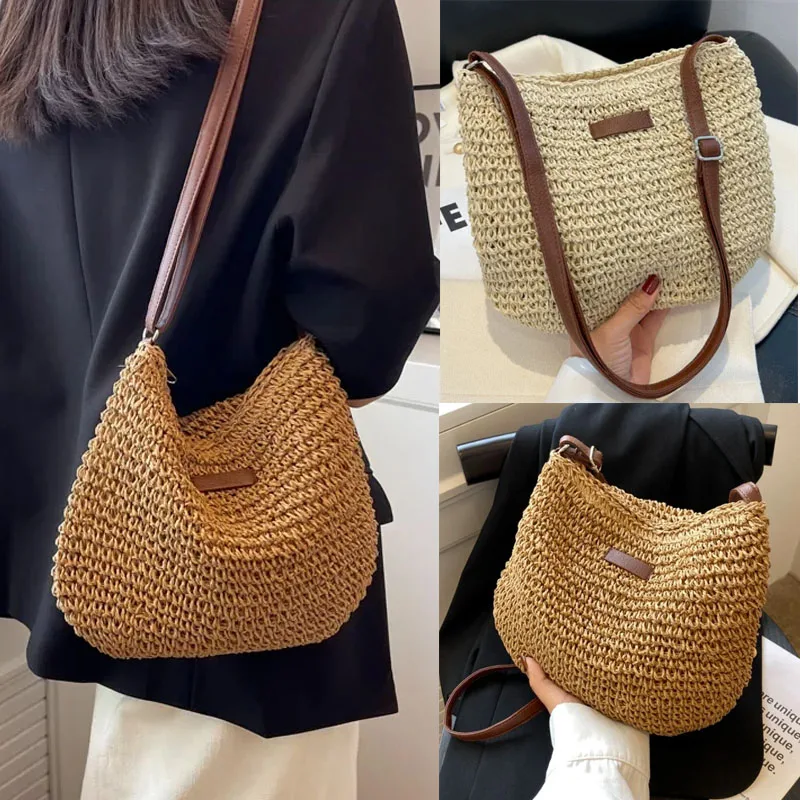 Designer Casual Summer Handmade Rattan Shoulder Bag Straw Knitted Purses and Handbags Ladies Handbag Crossbody Bags for Women
Designer Casual Summer Handmade Rattan Shoulder Bag Straw Knitted Purses and Handbags Ladies Handbag Crossbody Bags for Women