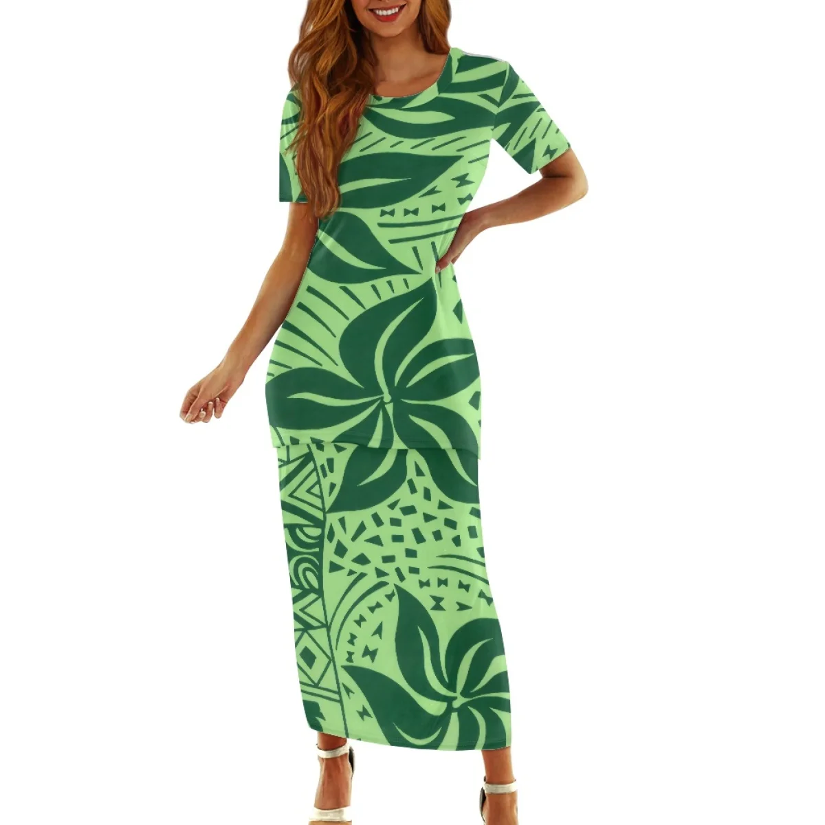 Women's Two Piece Island Style Samoan Puletasi Custom Dress Set Polynesian Plumeria Tattoo Print Polynesian Tribal Hawaii
Women's Two Piece Island Style Samoan Puletasi Custom Dress Set Polynesian Plumeria Tattoo Print Polynesian Tribal Hawaii