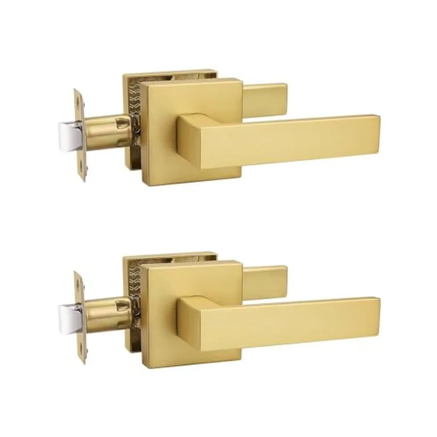 Gold Keyless Square Levers Handles, Satin Brass Finish, Interior Passage Door Locksets for Hall Closet Door Knobs Lock Reversib
Gold Keyless Square Levers Handles, Satin Brass Finish, Interior Passage Door Locksets for Hall Closet Door Knobs Lock Reversib