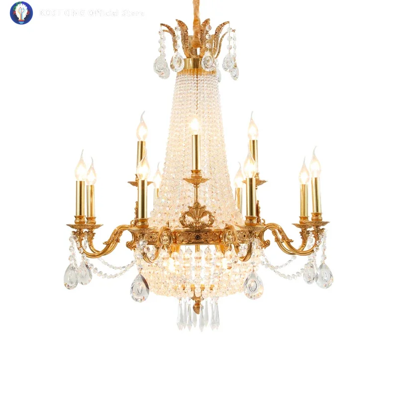 European Rococo Brass Living Room Pendant Lights French Baroque Gold Copper Chandelier Church Dome Luxury Crystal Lamps
European Rococo Brass Living Room Pendant Lights French Baroque Gold Copper Chandelier Church Dome Luxury Crystal Lamps