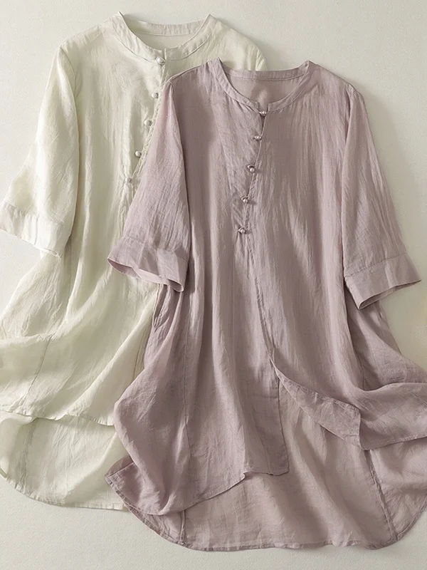 Retro Artistic Loose Midi Open Cardigan Shirt plus Size Women's Summer New Casual Seven Sleeve Cotton Linen Shirt
Retro Artistic Loose Midi Open Cardigan Shirt plus Size Women's Summer New Casual Seven Sleeve Cotton Linen Shirt