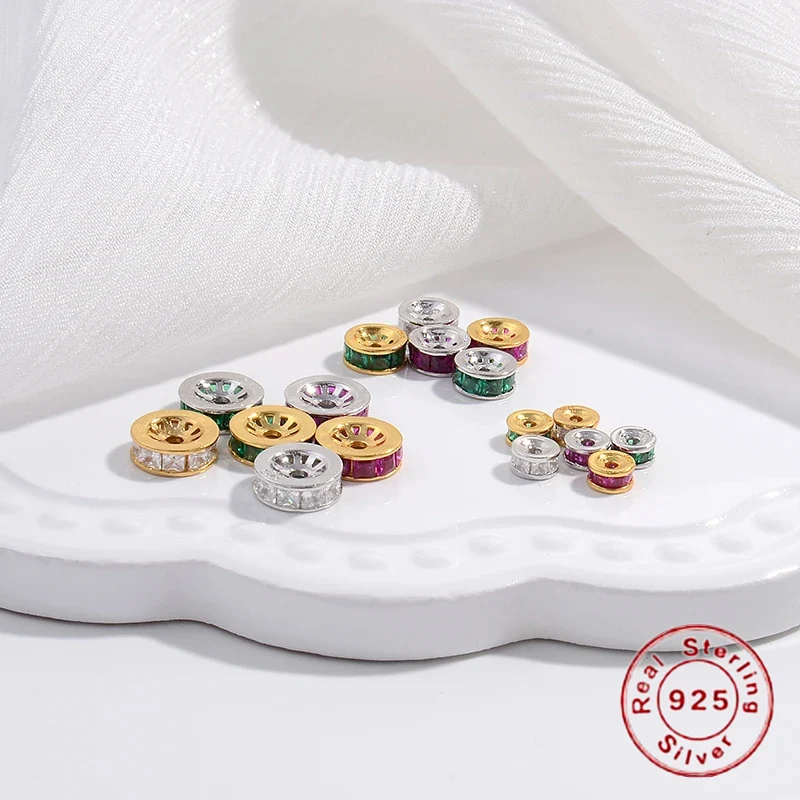 S925 Sterling Silver Tyre Spacer Beads Multi Color Square Zircon Loose Bead DIY Bracelets Charm Jewelry Materials Supplies SZ39
S925 Sterling Silver Tyre Spacer Beads Multi Color Square Zircon Loose Bead DIY Bracelets Charm Jewelry Materials Supplies SZ39