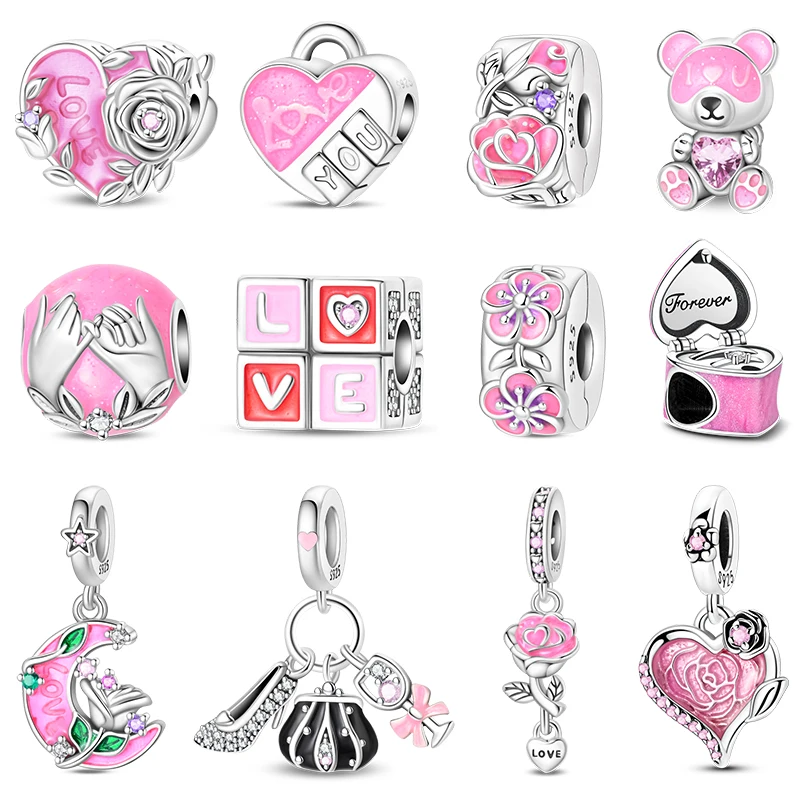 Valentine's Day Luminous Charms 925 Sterling Silver Pink Rose Romantic Little Bear Beads Fit Original Bracelets DIY Jewelry Gift
Valentine's Day Luminous Charms 925 Sterling Silver Pink Rose Romantic Little Bear Beads Fit Original Bracelets DIY Jewelry Gift