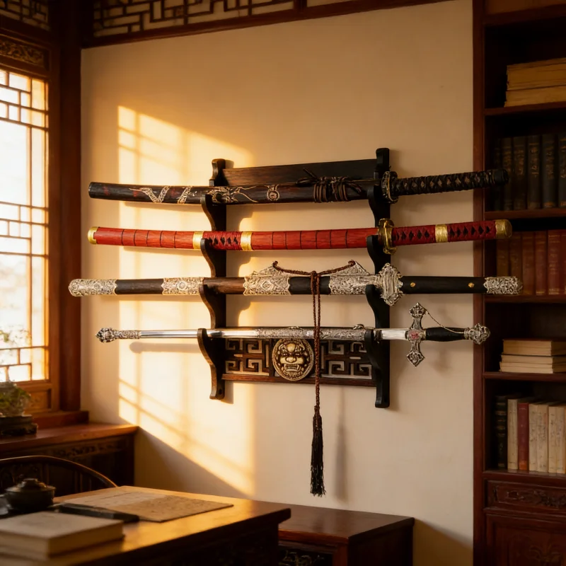 Wall Mount 4 Tier Wooden Sword Rack Samurai Katana Holder Display Stand for Home Decor Collectibles Storage Organizer
Wall Mount 4 Tier Wooden Sword Rack Samurai Katana Holder Display Stand for Home Decor Collectibles Storage Organizer