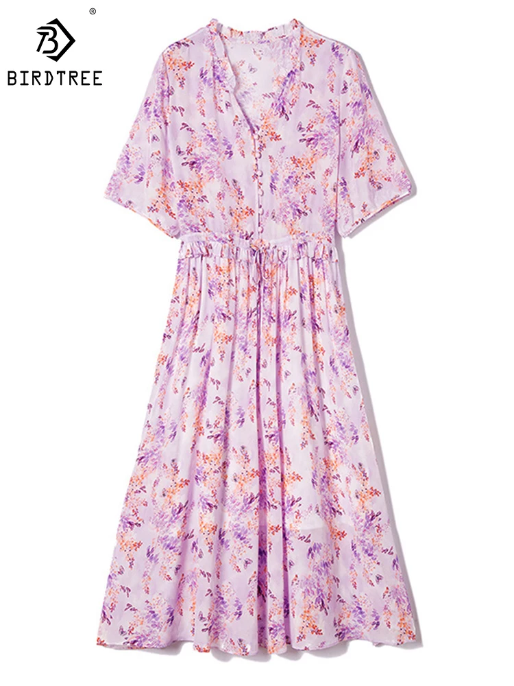 BirdTree 100%Real Silk Elegant Dresses Women,V-Neck Puff Sleeves Mid-rise,Floral Sweet Fashion A-line Dress,2024 Spring D41852QD
BirdTree 100%Real Silk Elegant Dresses Women,V-Neck Puff Sleeves Mid-rise,Floral Sweet Fashion A-line Dress,2024 Spring D41852QD
