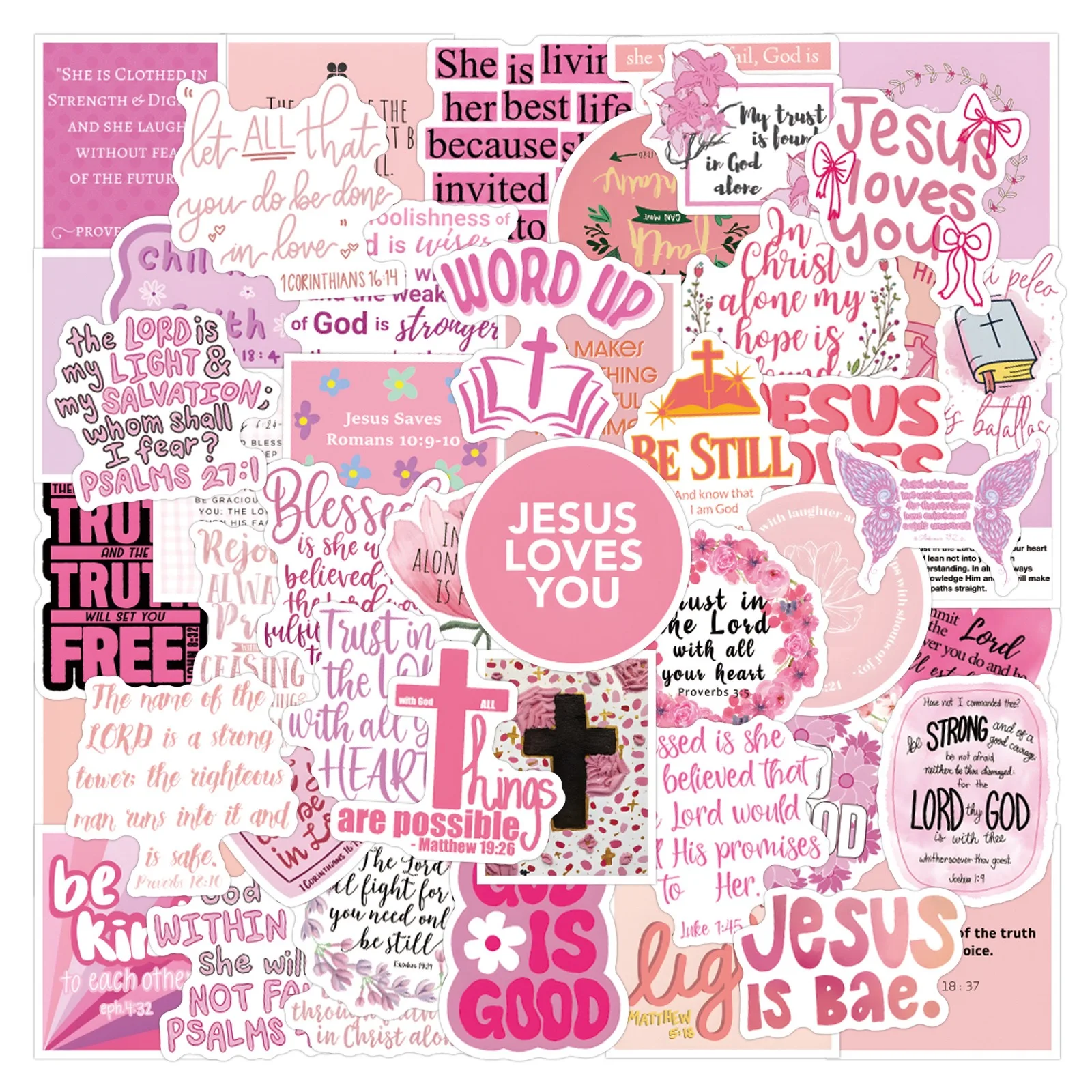 10/55/110PCS Pink Bible Christian Stickers Jesus Loves You Graffiti Decals DIY Diary Notebook Laptop Luggage Skateboard Sticker
10/55/110PCS Pink Bible Christian Stickers Jesus Loves You Graffiti Decals DIY Diary Notebook Laptop Luggage Skateboard Sticker