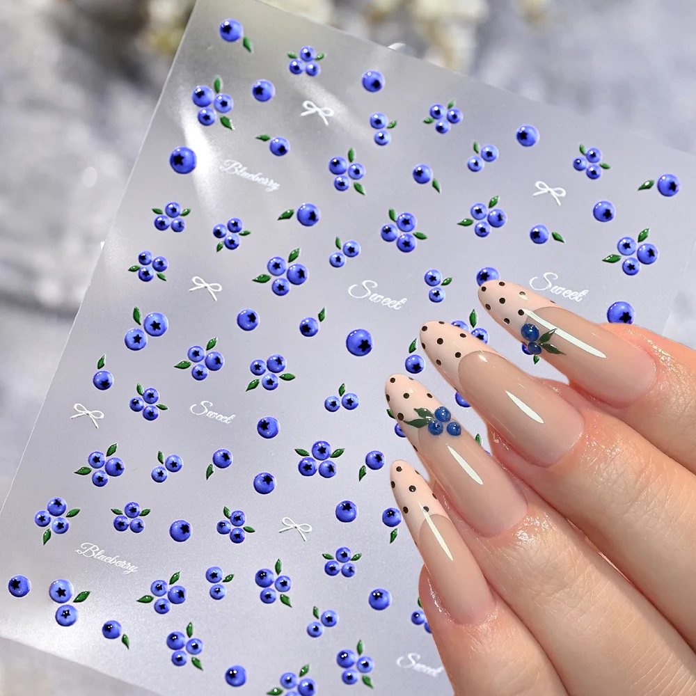 5D Cute Mini Blueberry Embossed Jelly Nail Stickers Fresh Fruit French Bow Nail Design Summer Spring Self-Adhesive Nail Decals
5D Cute Mini Blueberry Embossed Jelly Nail Stickers Fresh Fruit French Bow Nail Design Summer Spring Self-Adhesive Nail Decals