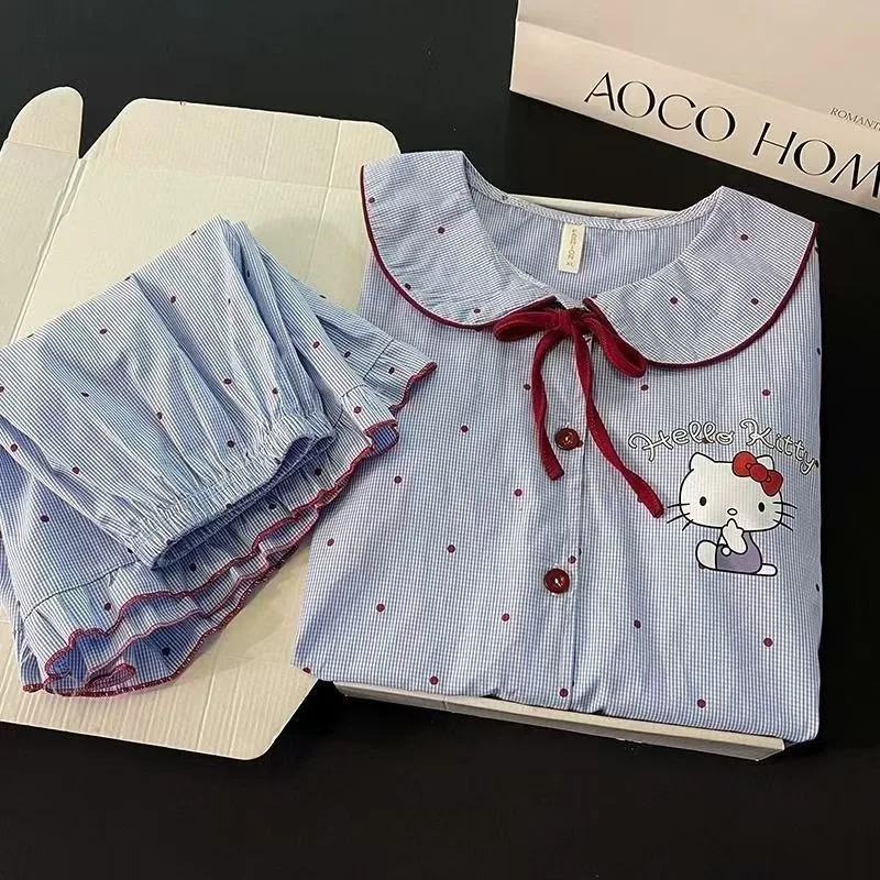 2026 Summer Hello Kitty Pajamas Set Cute Kawaii Sleepwear Polka Dot Short Sleeve Shorts Girl Loungewear
2026 Summer Hello Kitty Pajamas Set Cute Kawaii Sleepwear Polka Dot Short Sleeve Shorts Girl Loungewear