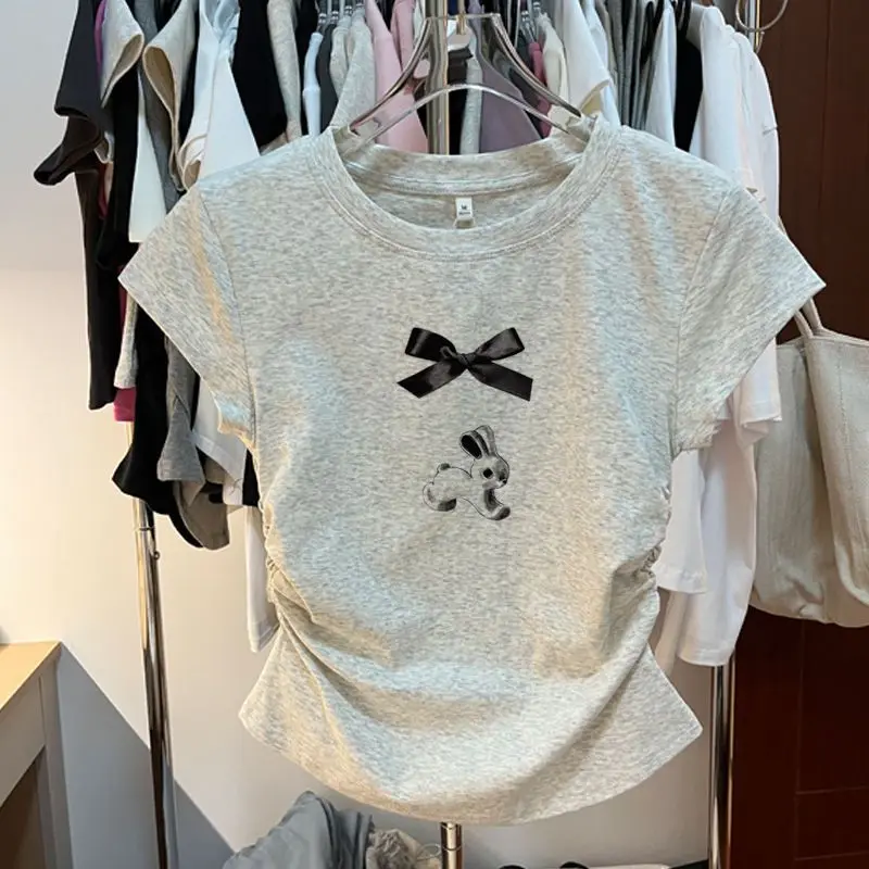 O Neck Tshirts Bow Rabbit Print Folds Slim Waist Y2k Tees Preppy Style Korean Women Camisetas Short Sleeve Hotsweet Tops
O Neck Tshirts Bow Rabbit Print Folds Slim Waist Y2k Tees Preppy Style Korean Women Camisetas Short Sleeve Hotsweet Tops