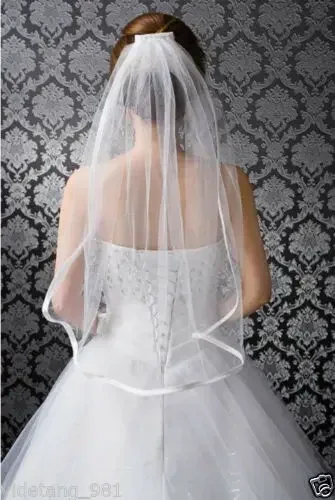 Stock White/Ivory 1Layer Ribbon Edge Wedding Bridal Veil with Comb
Stock White/Ivory 1Layer Ribbon Edge Wedding Bridal Veil with Comb