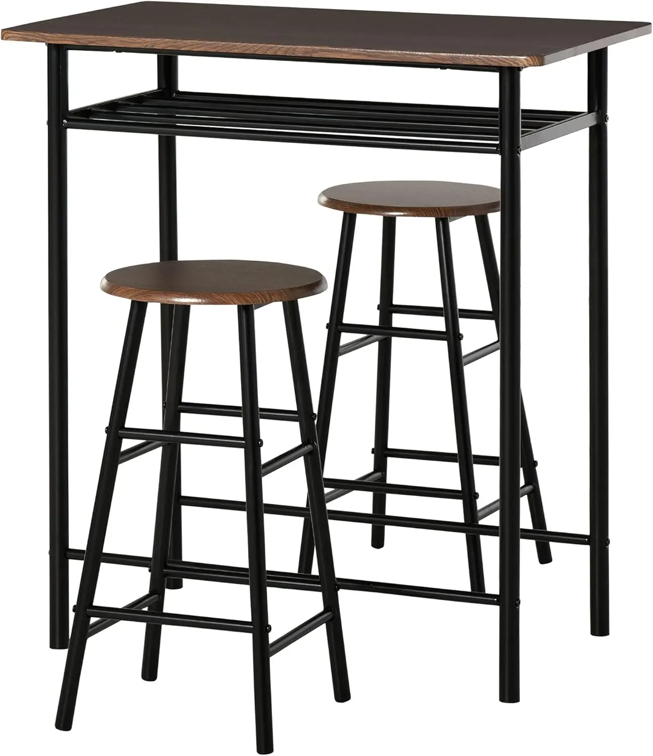 3 Piece Counter Height Bar Table And Chairs Set, Space Saving Dining Table With 2 Matching Stools, Storage Shelf Metal Frame
3 Piece Counter Height Bar Table And Chairs Set, Space Saving Dining Table With 2 Matching Stools, Storage Shelf Metal Frame