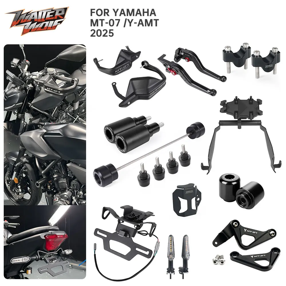 For Yamaha MT-07 MT07 2025 Lever Mirror Light Riser Handguard Frame Wheel Slider Footpeg GPS Phone Bracket License Plate Holder 
For Yamaha MT-07 MT07 2025 Lever Mirror Light Riser Handguard Frame Wheel Slider Footpeg GPS Phone Bracket License Plate Holder