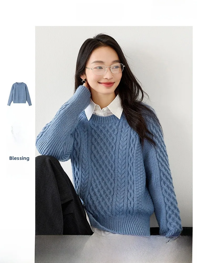 Ретро-свитер с круглым вырезом и узором косы, женский, свободный, с длинным рукавом, повседневный, зимний, новый стиль, удобный, дышащий, из полиэстера
Ретро-свитер с круглым вырезом и узором косы, женский, свободный, с длинным рукавом, повседневный, зимний, новый стиль, удобный, дышащий, из полиэстера