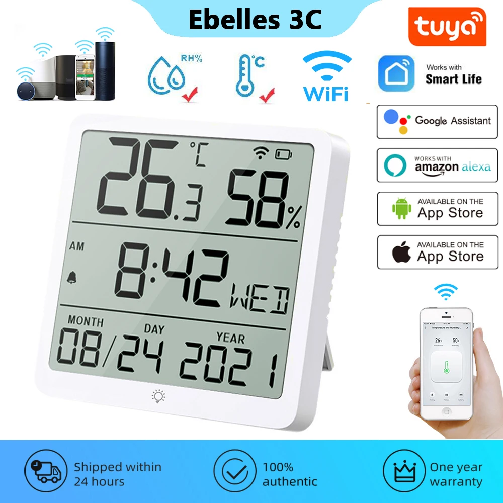Tuya Smart WIFI Temperature and Humidity Sensor Smart Home Hygrometer Thermometer with LCD Display Support Alexa Google Assistan
Tuya Smart WIFI Temperature and Humidity Sensor Smart Home Hygrometer Thermometer with LCD Display Support Alexa Google Assistan