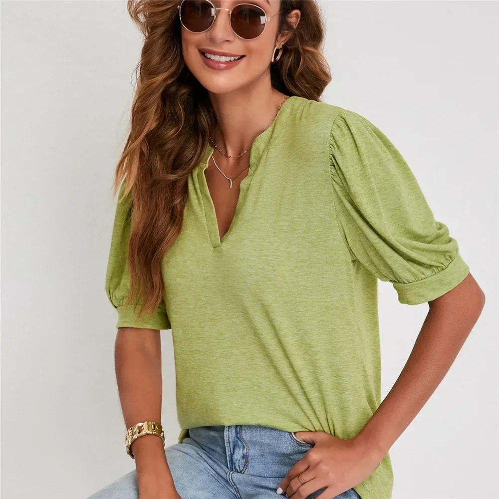Women's Tops Tees Woman Clothing T-shirt Blouse T Shirt Short Puff Sleeve Navy Grey Green Blue Purple Female Clothes for Women
Women's Tops Tees Woman Clothing T-shirt Blouse T Shirt Short Puff Sleeve Navy Grey Green Blue Purple Female Clothes for Women
