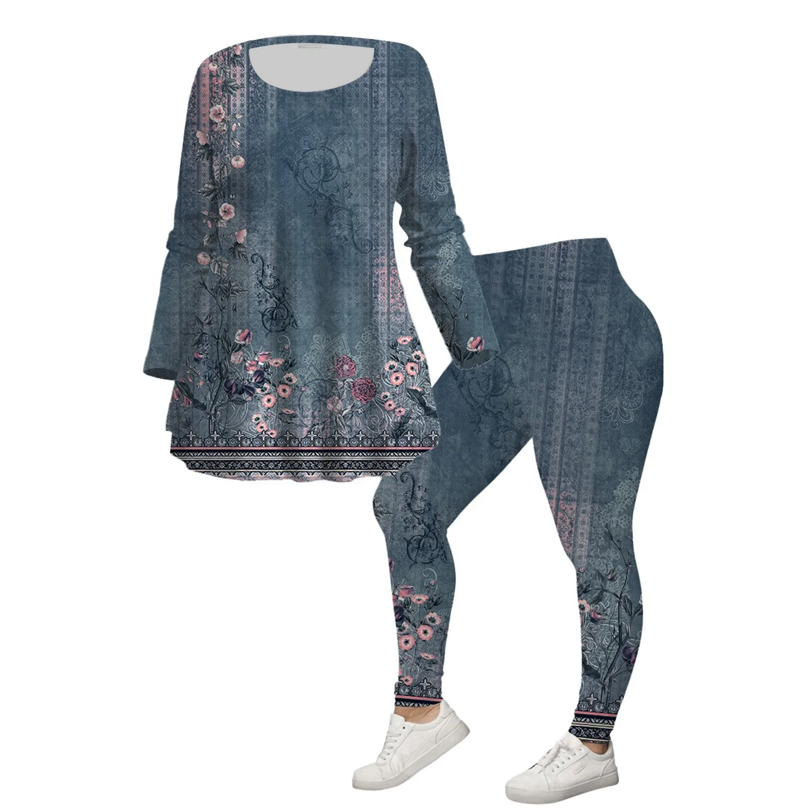 2023 New Women'S Floral Print 2 Piece Sets Casual Yoga Crew Neck Long Sleeve Elegant Pant Suit Ladies Sports Slim Fit Suits
2023 New Women'S Floral Print 2 Piece Sets Casual Yoga Crew Neck Long Sleeve Elegant Pant Suit Ladies Sports Slim Fit Suits