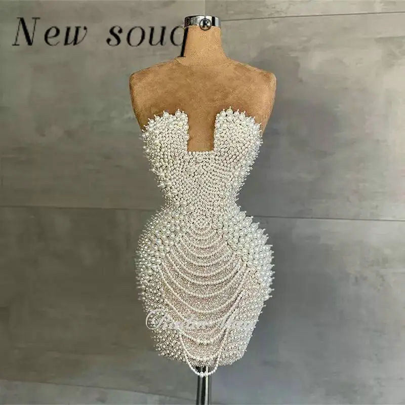 Gorgeous Pearls Strapless Short Prom Girls Dresses Sleeveless Mini Evening Party Gowns for Women Vestidos De Cocktail Met Gala
Gorgeous Pearls Strapless Short Prom Girls Dresses Sleeveless Mini Evening Party Gowns for Women Vestidos De Cocktail Met Gala