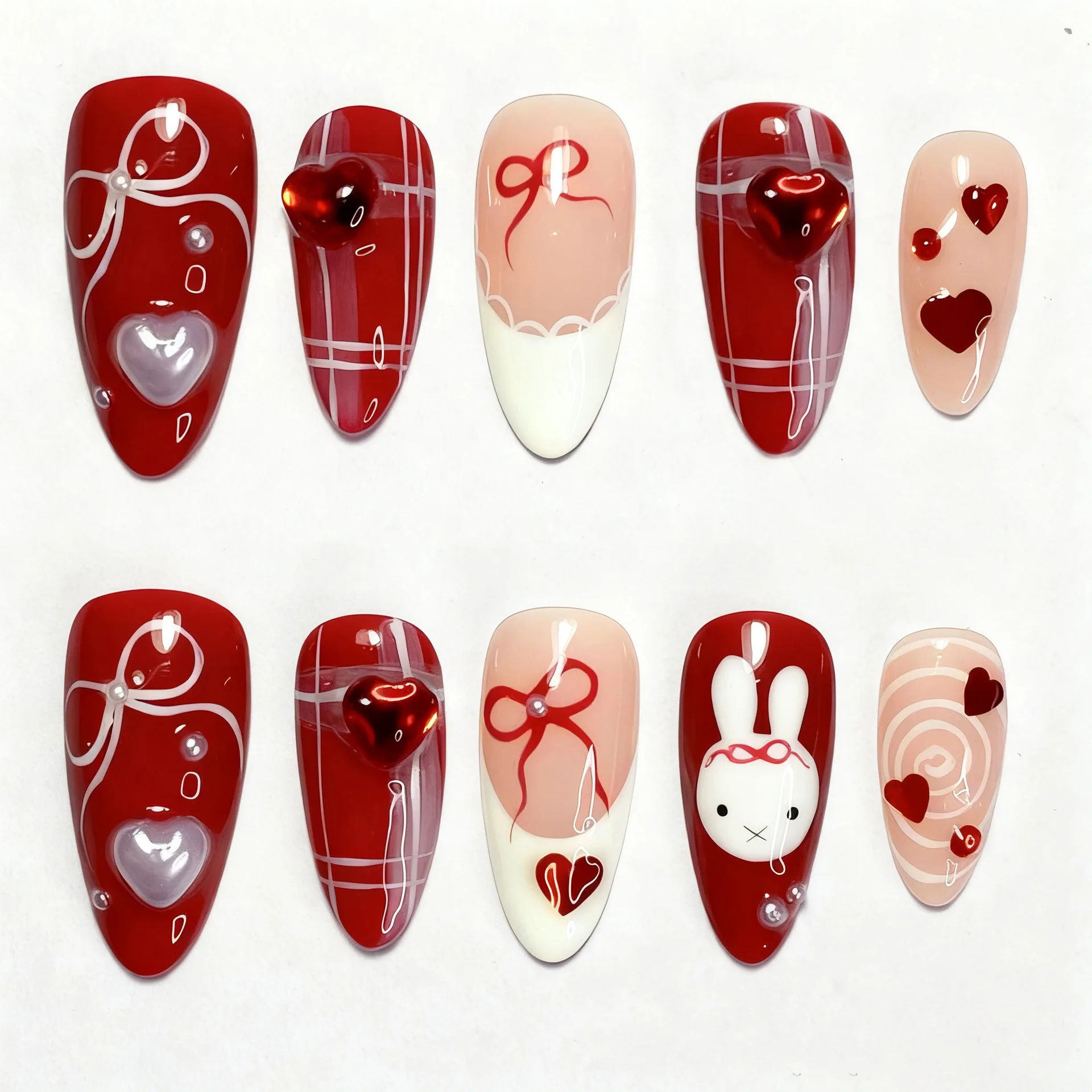 30pcs Valentine's Day Fake Nails Heart Pearl Bunny Press on Nail Short Almond Full Coverage Nail Tips for Women&Girl False Nail
30pcs Valentine's Day Fake Nails Heart Pearl Bunny Press on Nail Short Almond Full Coverage Nail Tips for Women&Girl False Nail