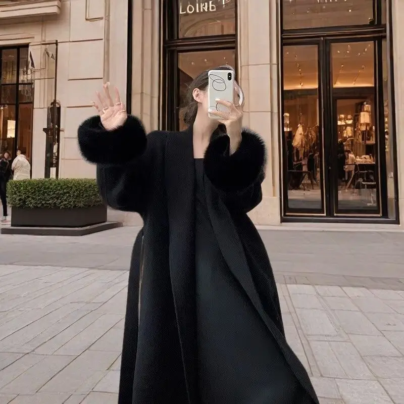 Double Sided Cashmere Woolen Coat Women's Autumn Winter Trendy High-end Feeling Coat Medium Long Versatile Simple Women Clothing
Double Sided Cashmere Woolen Coat Women's Autumn Winter Trendy High-end Feeling Coat Medium Long Versatile Simple Women Clothing