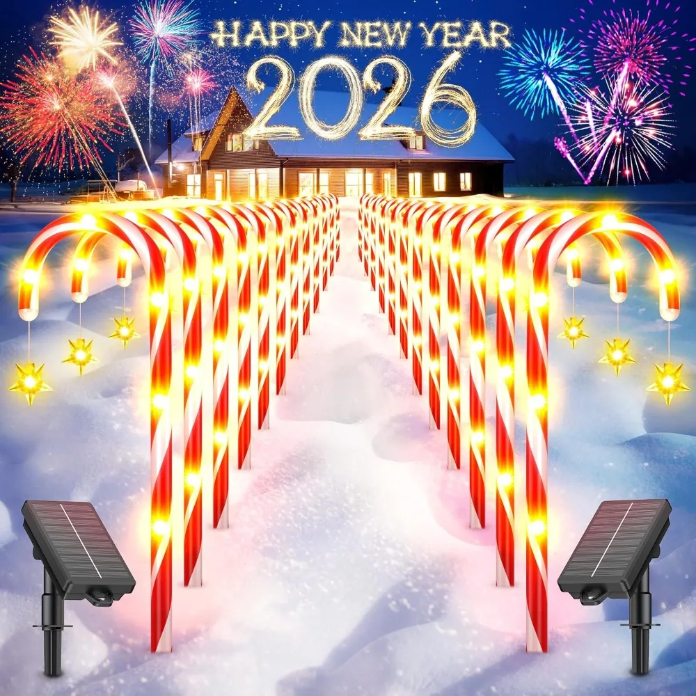 Solar Candy Cane Lights Outdoor 24 Pack Christmas Pathway Lights USB Charge 10 Modes 144 LEDs Waterproof Yard Garden
Solar Candy Cane Lights Outdoor 24 Pack Christmas Pathway Lights USB Charge 10 Modes 144 LEDs Waterproof Yard Garden