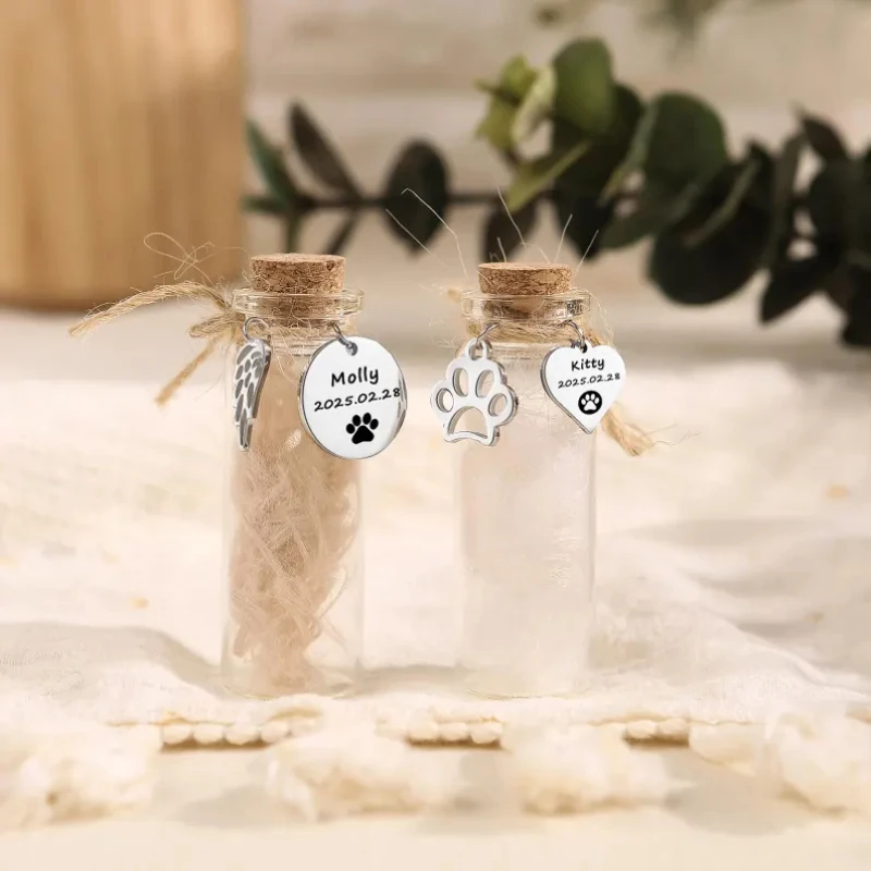 Customized Engraved Glass Bottle Pet Hair Souvenir Can Store Pet Hair, Teeth, Ashes, Commemorative Gift, Heart Disc Pendant
Customized Engraved Glass Bottle Pet Hair Souvenir Can Store Pet Hair, Teeth, Ashes, Commemorative Gift, Heart Disc Pendant