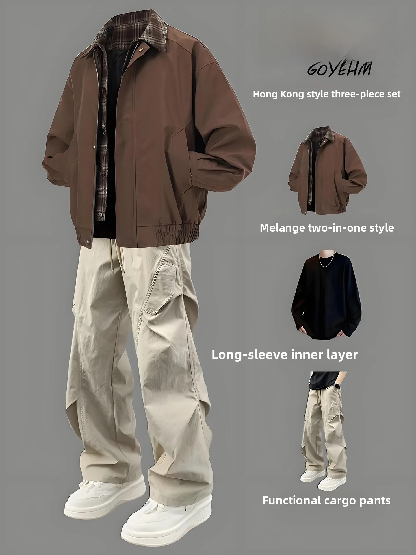 Brown Straight Leg Workwear Pants And Jaet Set for Men Youth Faion Spring Season Long Sve Other Material 00%
Brown Straight Leg Workwear Pants And Jaet Set for Men Youth Faion Spring Season Long Sve Other Material 00%