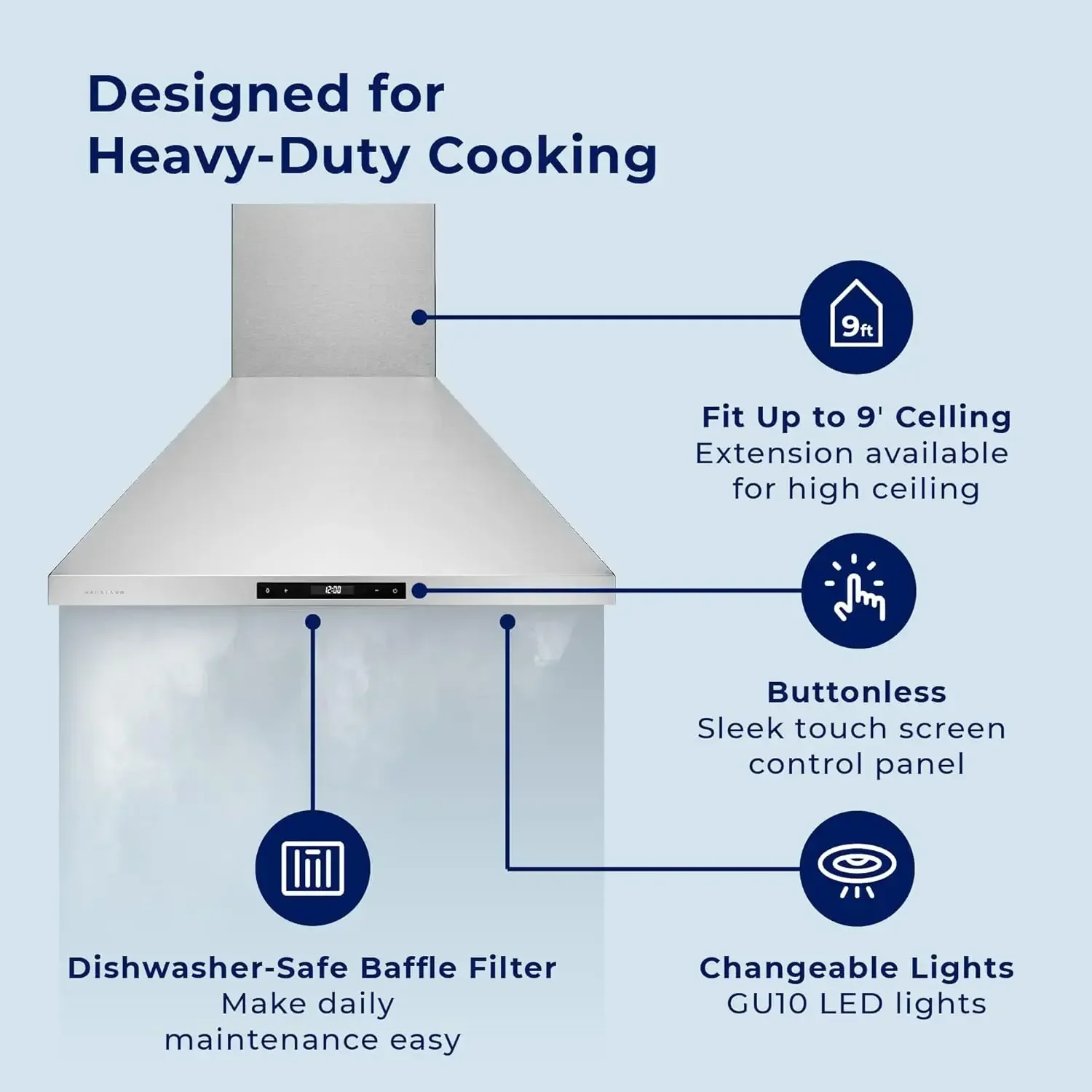 Hauslane - Chef Series Range Hood 36" WM-538 Wall Mount Range Hood - European Style Stainless Steel Stove Ventilation - 3 Speed,
Hauslane - Chef Series Range Hood 36" WM-538 Wall Mount Range Hood - European Style Stainless Steel Stove Ventilation - 3 Speed,