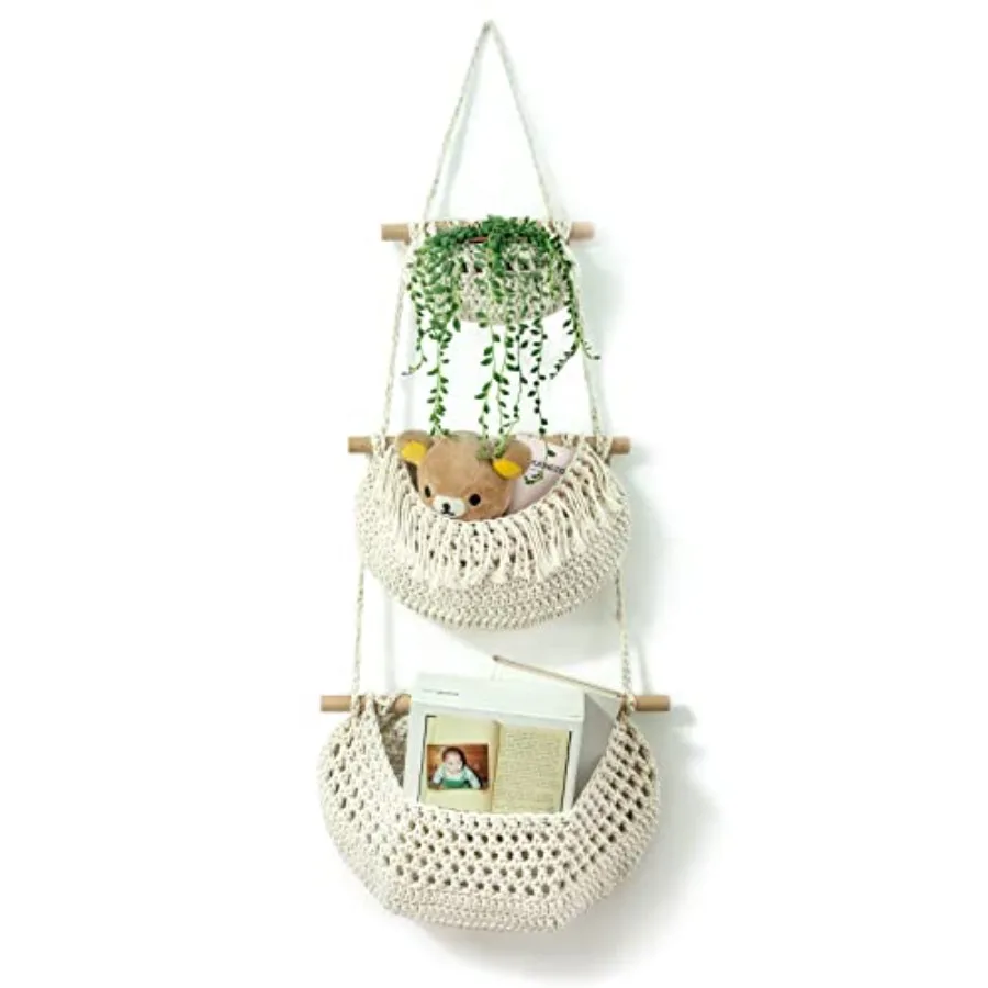 Hanging Fruit Basket, 3 Tier Over the Door Organizer, Handmade Woven Cotton Rope Wall Hanging Baskets for Organizing, BOHO Wall
Hanging Fruit Basket, 3 Tier Over the Door Organizer, Handmade Woven Cotton Rope Wall Hanging Baskets for Organizing, BOHO Wall