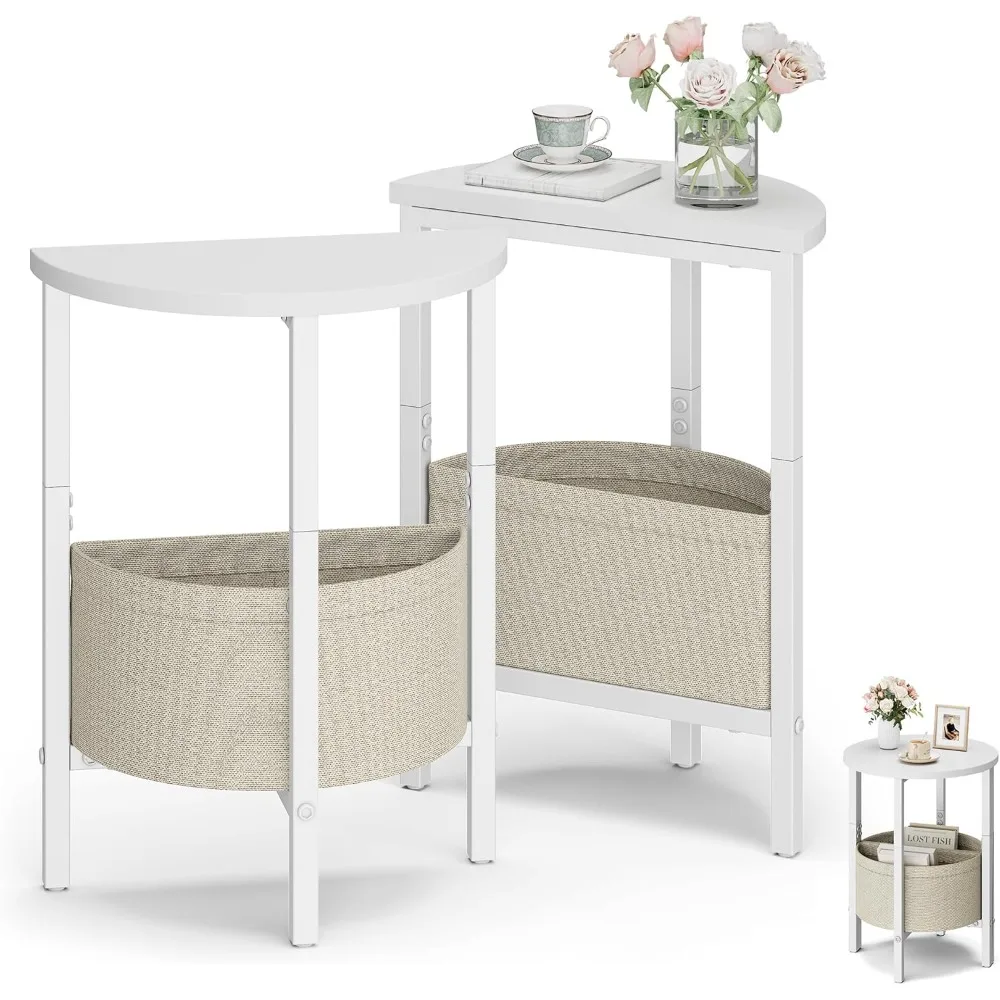 Side Table, Small Round End Table with Fabric Basket, Set of 2 Half Round Side Table Half Moon Tables, Round Accent Coffee Table
Side Table, Small Round End Table with Fabric Basket, Set of 2 Half Round Side Table Half Moon Tables, Round Accent Coffee Table