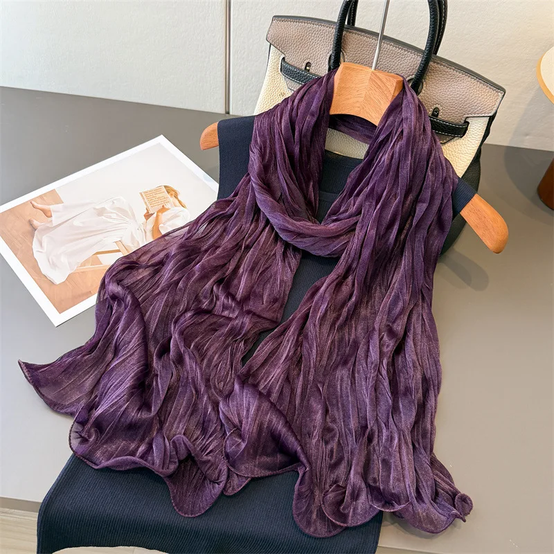 Luxury Purple Pleated Long Scarf Women Fashion Solid Versatile Shawl Thin Ventilate Sunscreen Headscarf Female Scarves 180x80cm
Luxury Purple Pleated Long Scarf Women Fashion Solid Versatile Shawl Thin Ventilate Sunscreen Headscarf Female Scarves 180x80cm