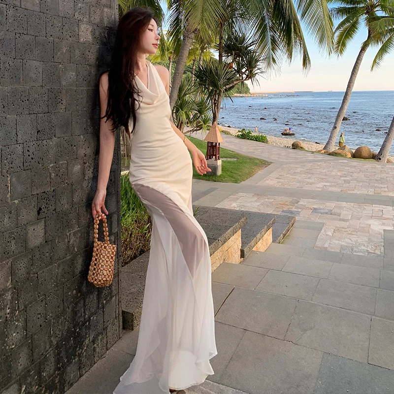 Design Sense Desire Style Hot Girl Beach Vacation Atmosphere Backless Sleeveless Halter Neck Long Dress
Design Sense Desire Style Hot Girl Beach Vacation Atmosphere Backless Sleeveless Halter Neck Long Dress